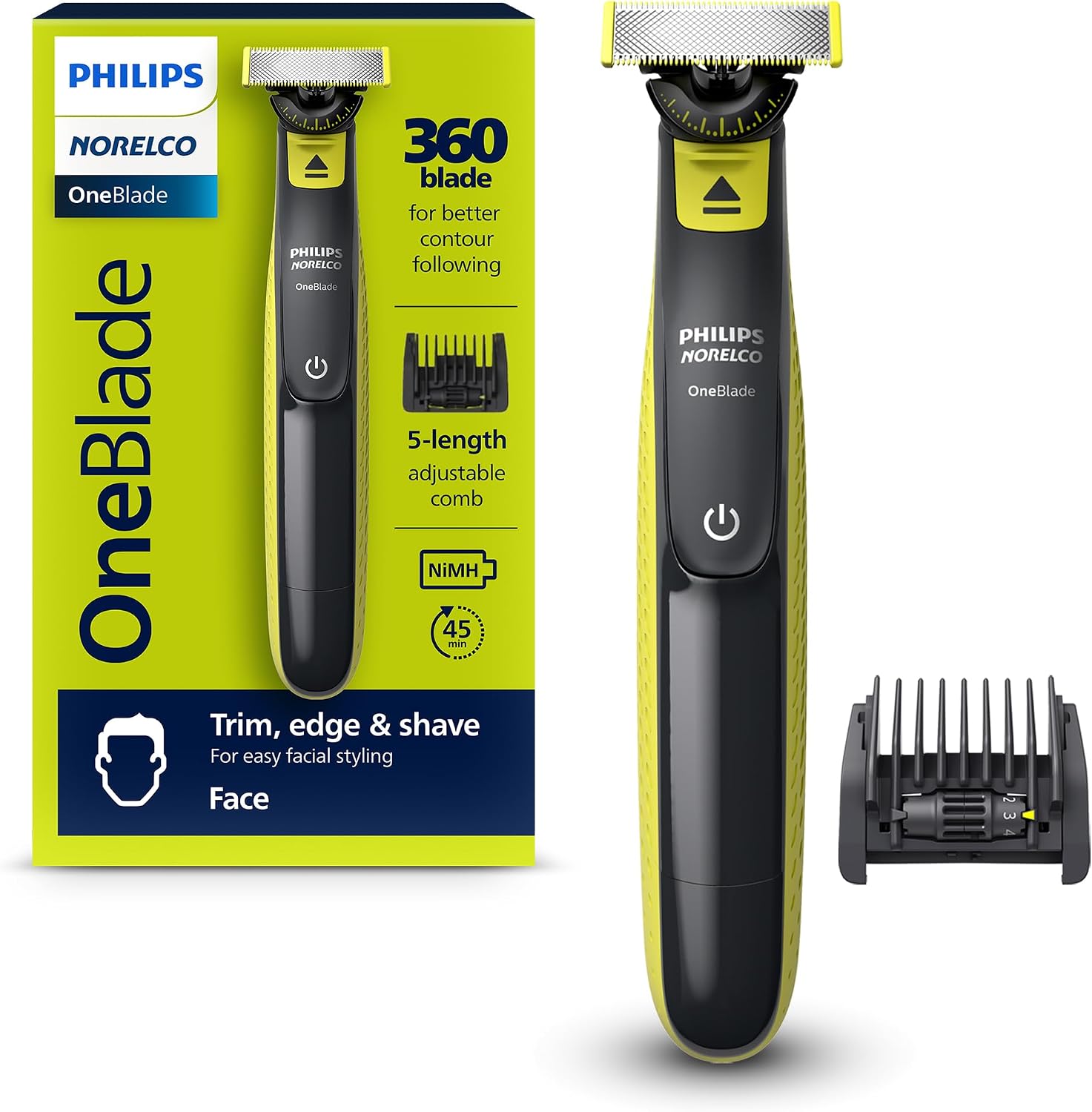 Philips Norelco OneBlade 360 Face Trimmer with box and adjustable comb