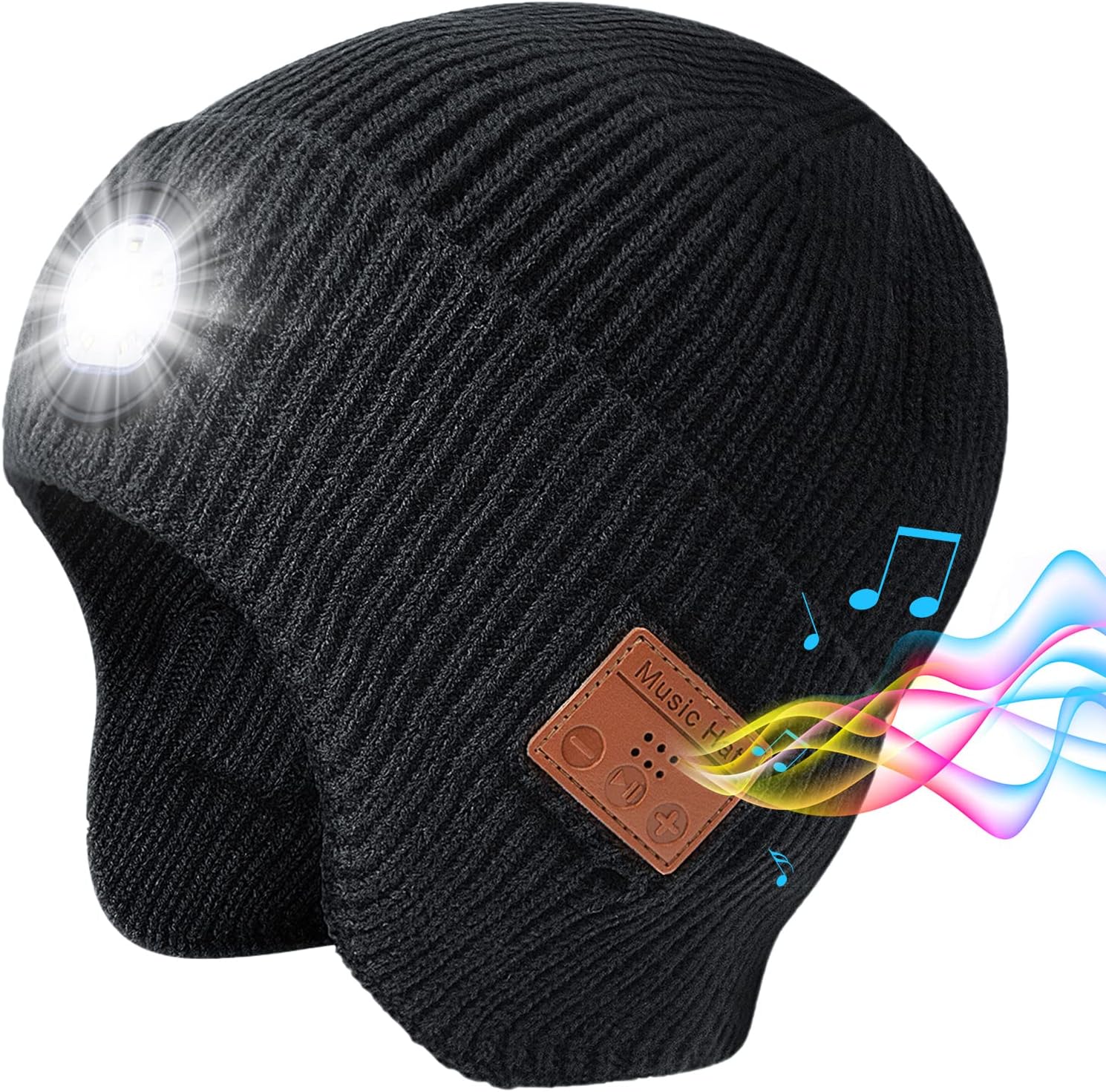 Rotibox Bluetooth beanie hat with LED light and music controls