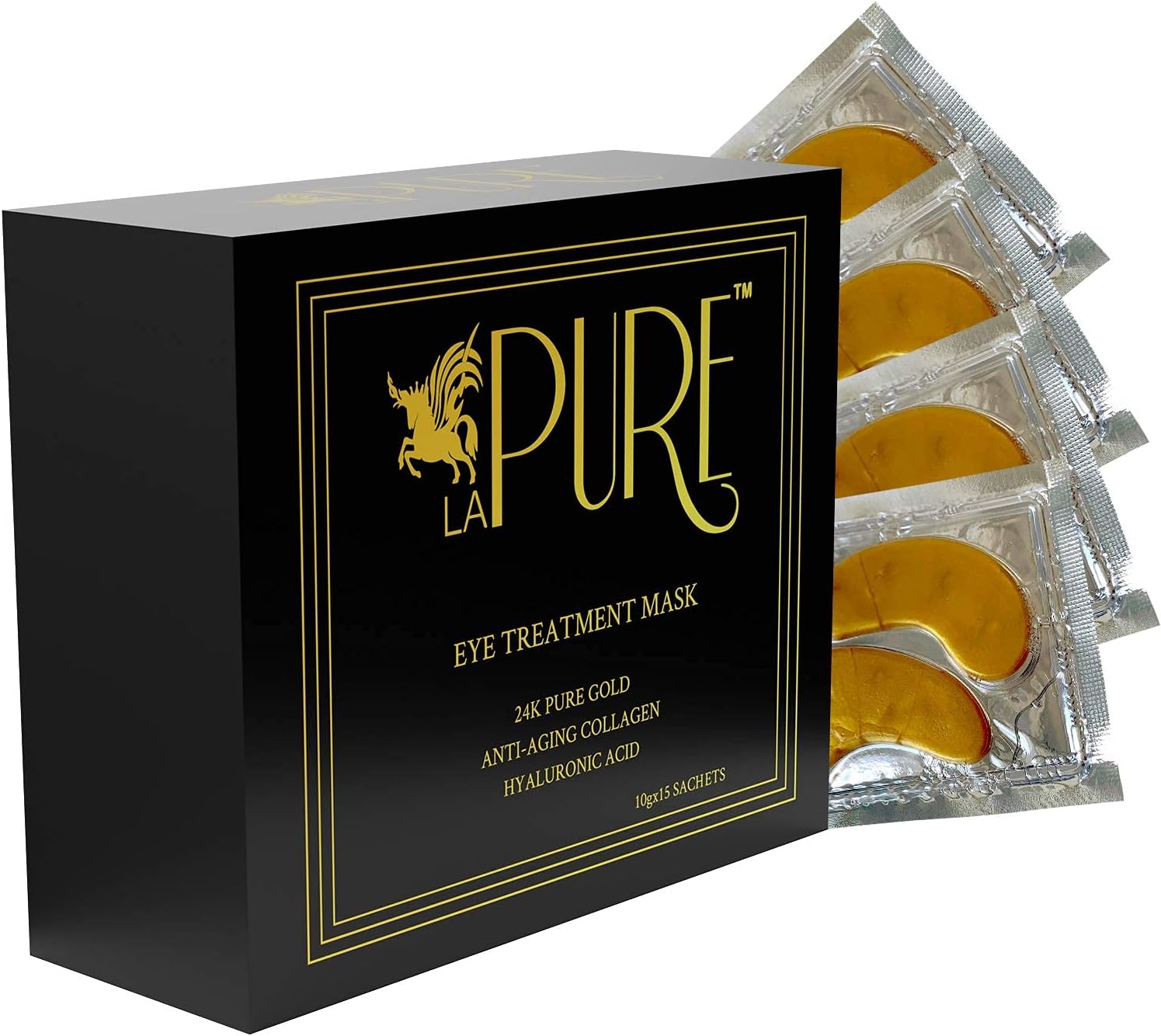 LA PURE gold under-eye treatment masks with box and sachets
