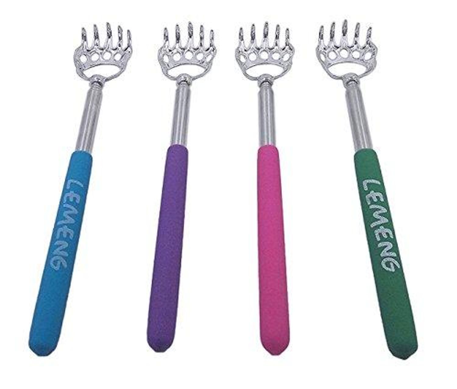 Telescoping metal back scratcher extended