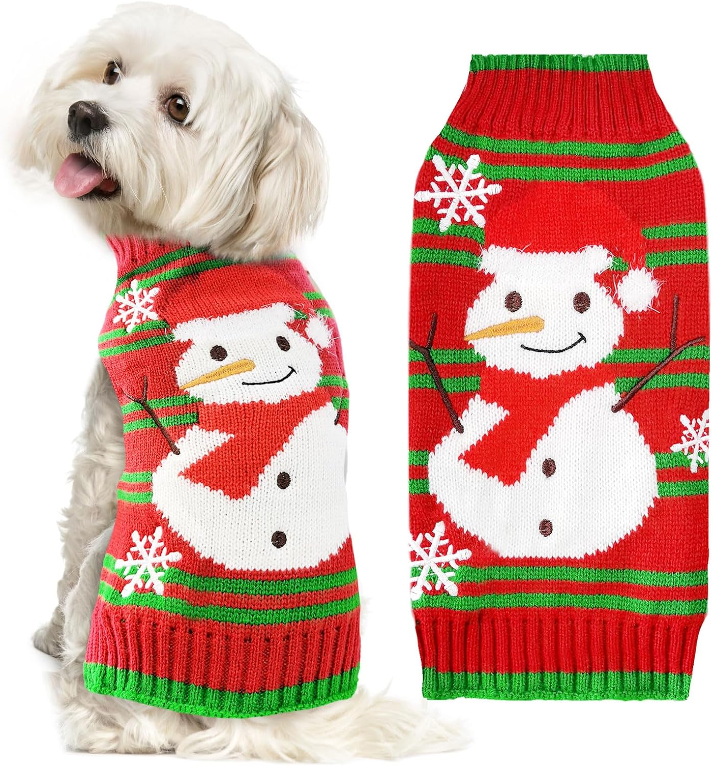 DOGGYZSTYLE red and green snowman Christmas sweater for dogs
