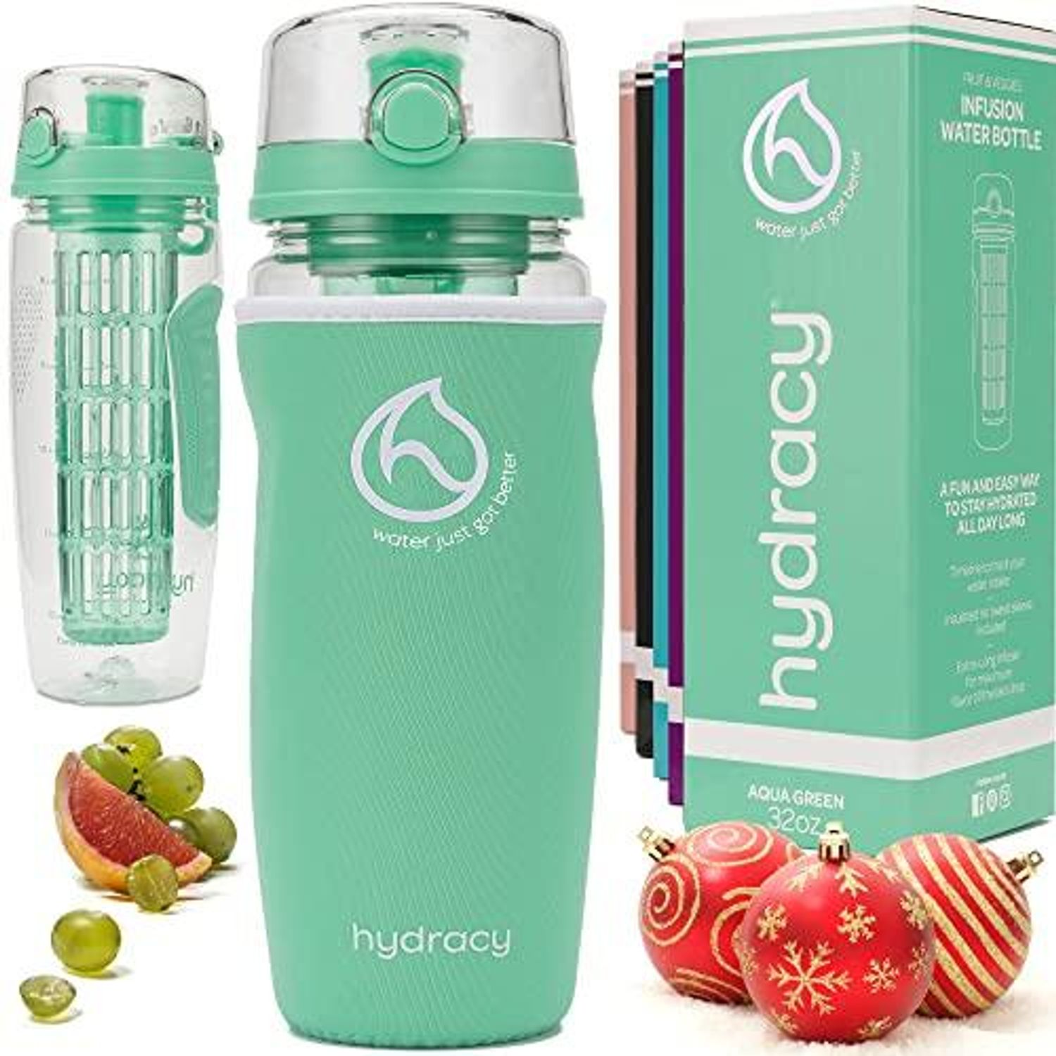 Water bottle with fruit infuser insert for flavored water