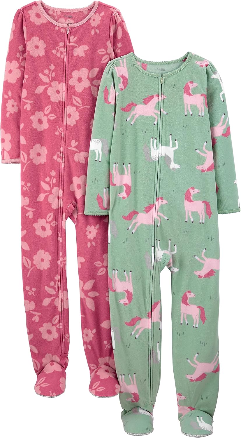 Simple Joys by Carter's girls fleece footed Christmas pajamas