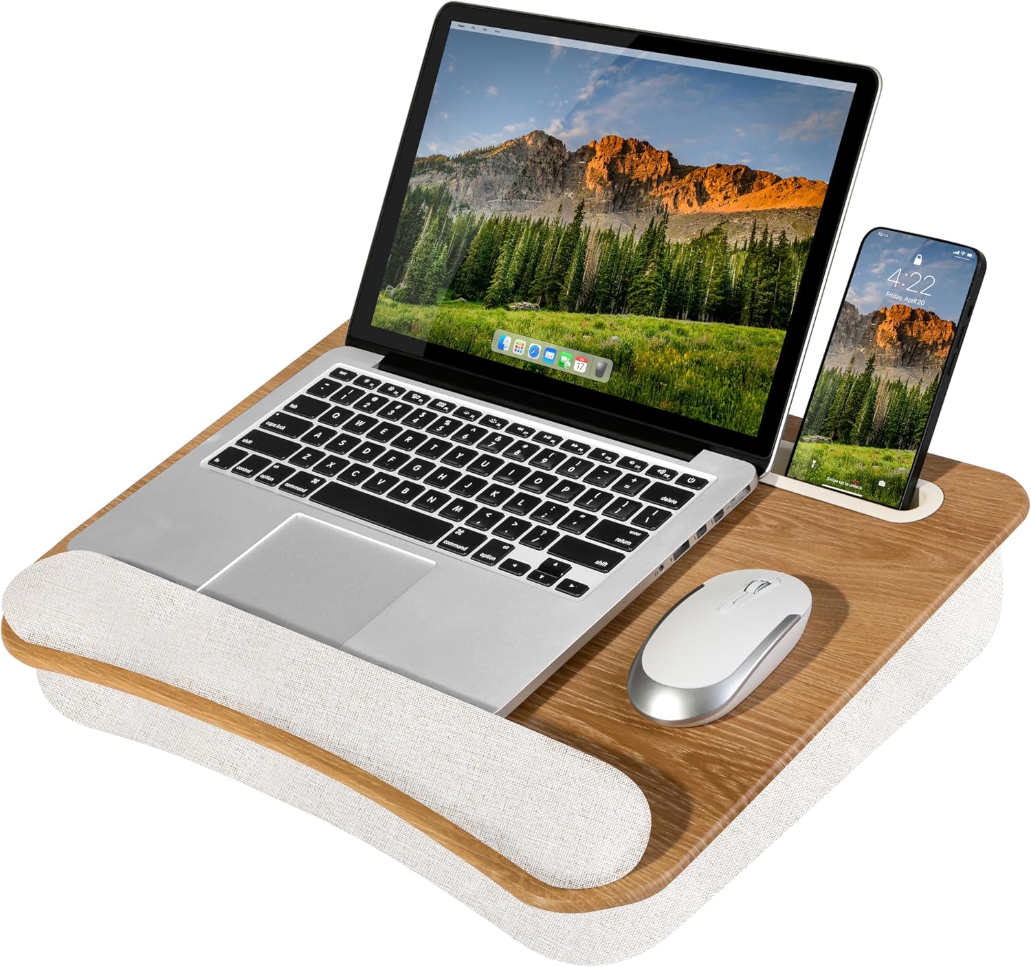 Portable lap desk with cushioned base for working from couch or bed
