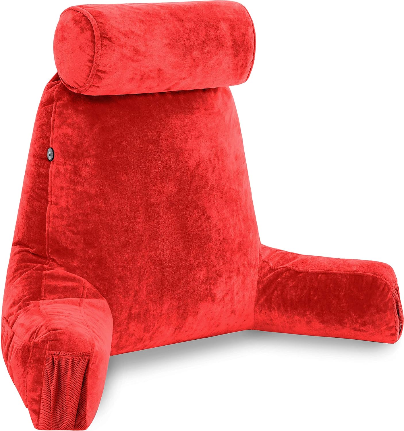 Red backrest reading pillow with armrests and headrest