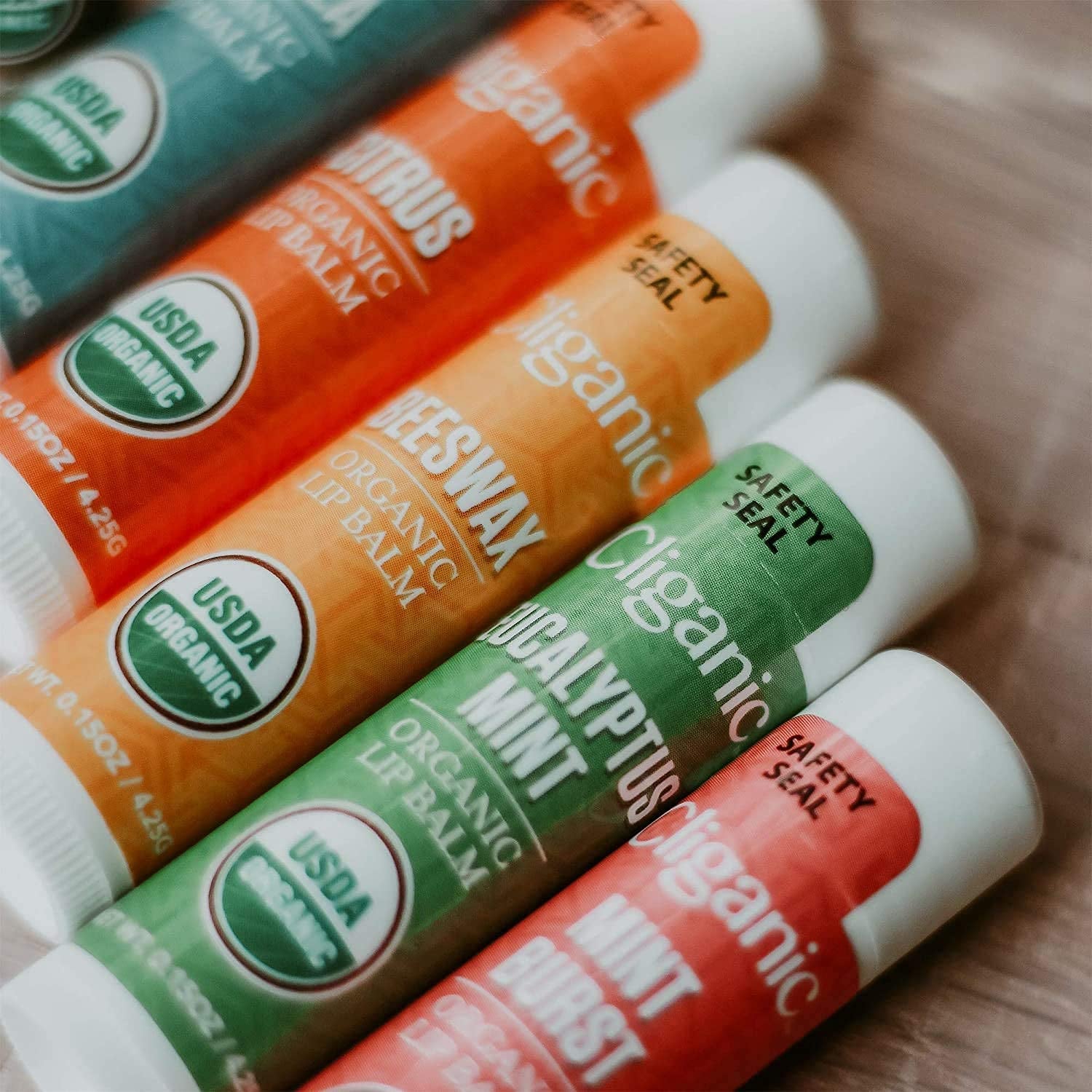 Cliganic organic lip balm set in six flavors