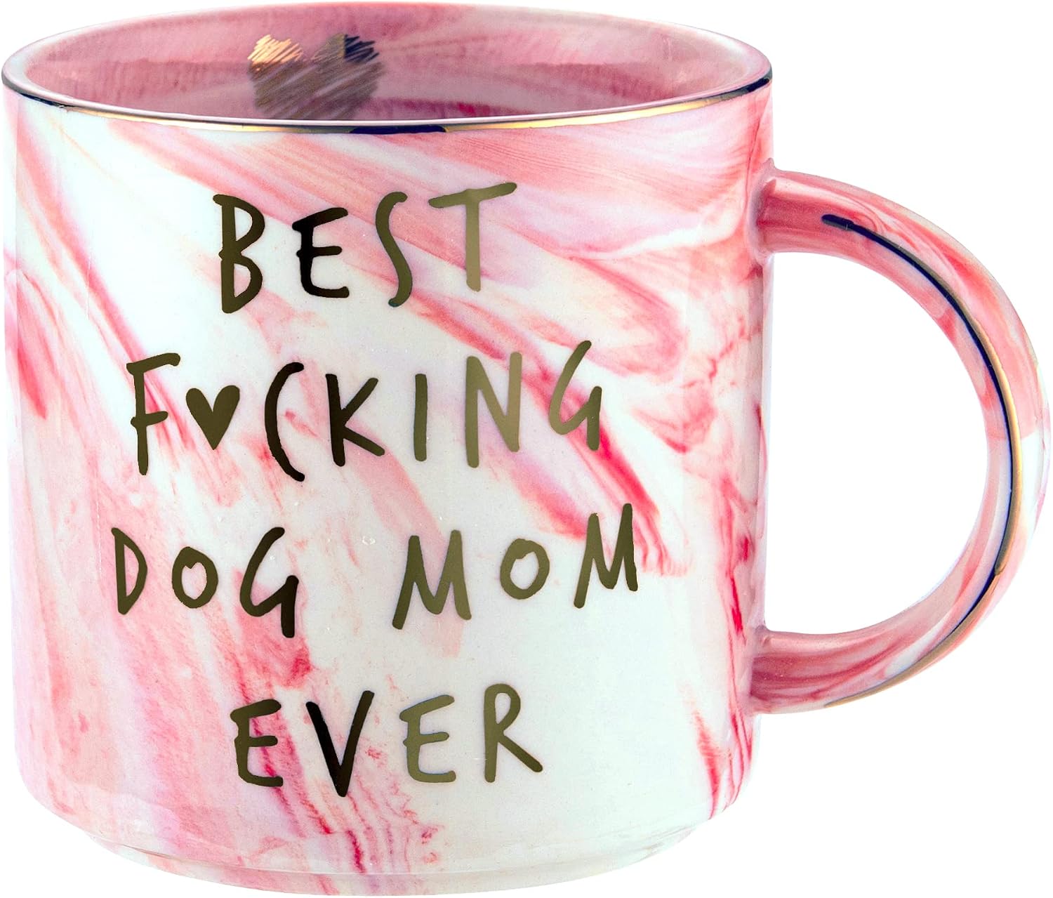 Pink marble Best Dog Mom Ever ceramic coffee mug