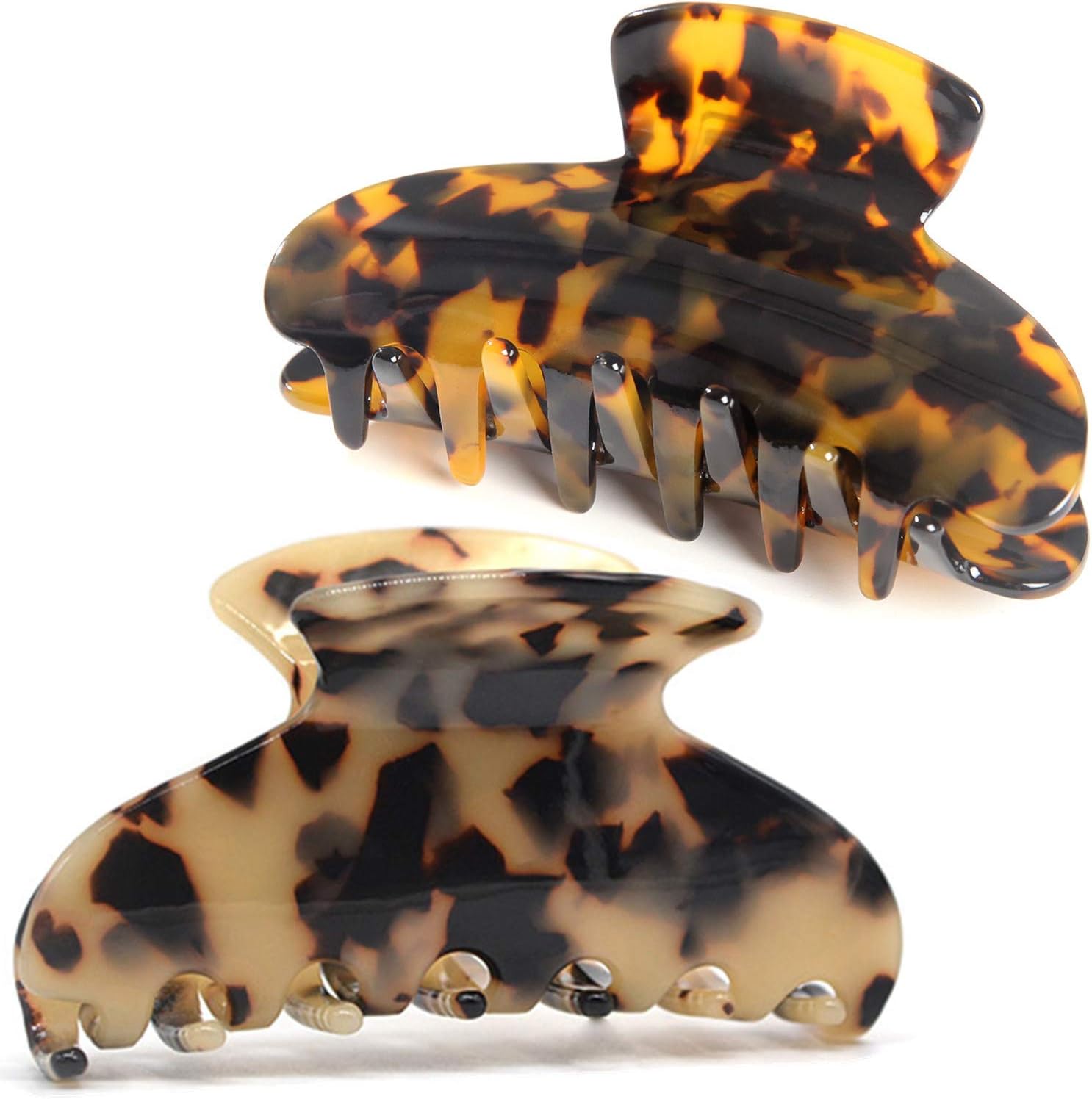 Tortoise pattern claw hair clips in two sizes