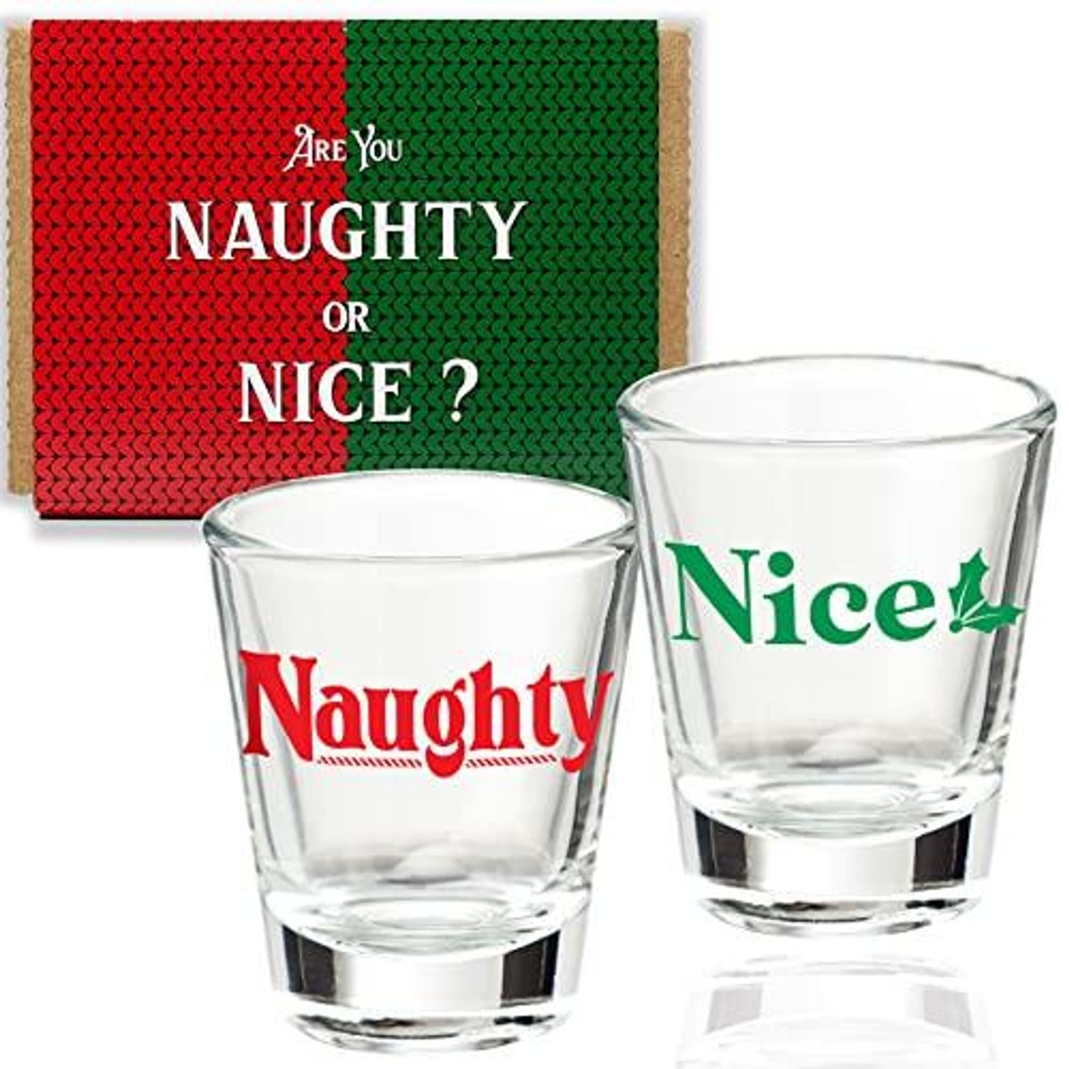 Naughty or nice themed shot glasses set