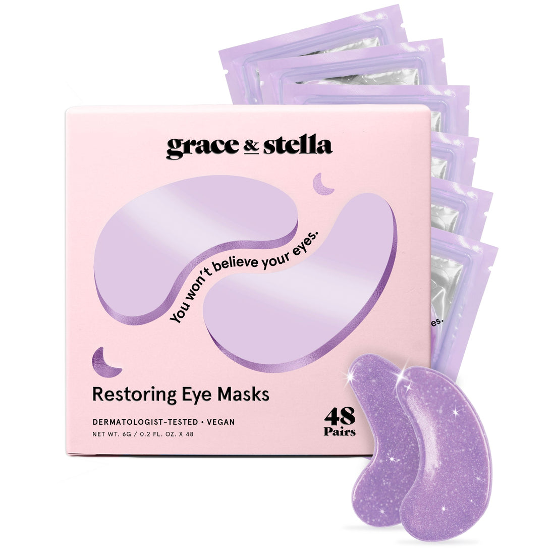 Grace and Stella pink under eye masks for puffy eyes