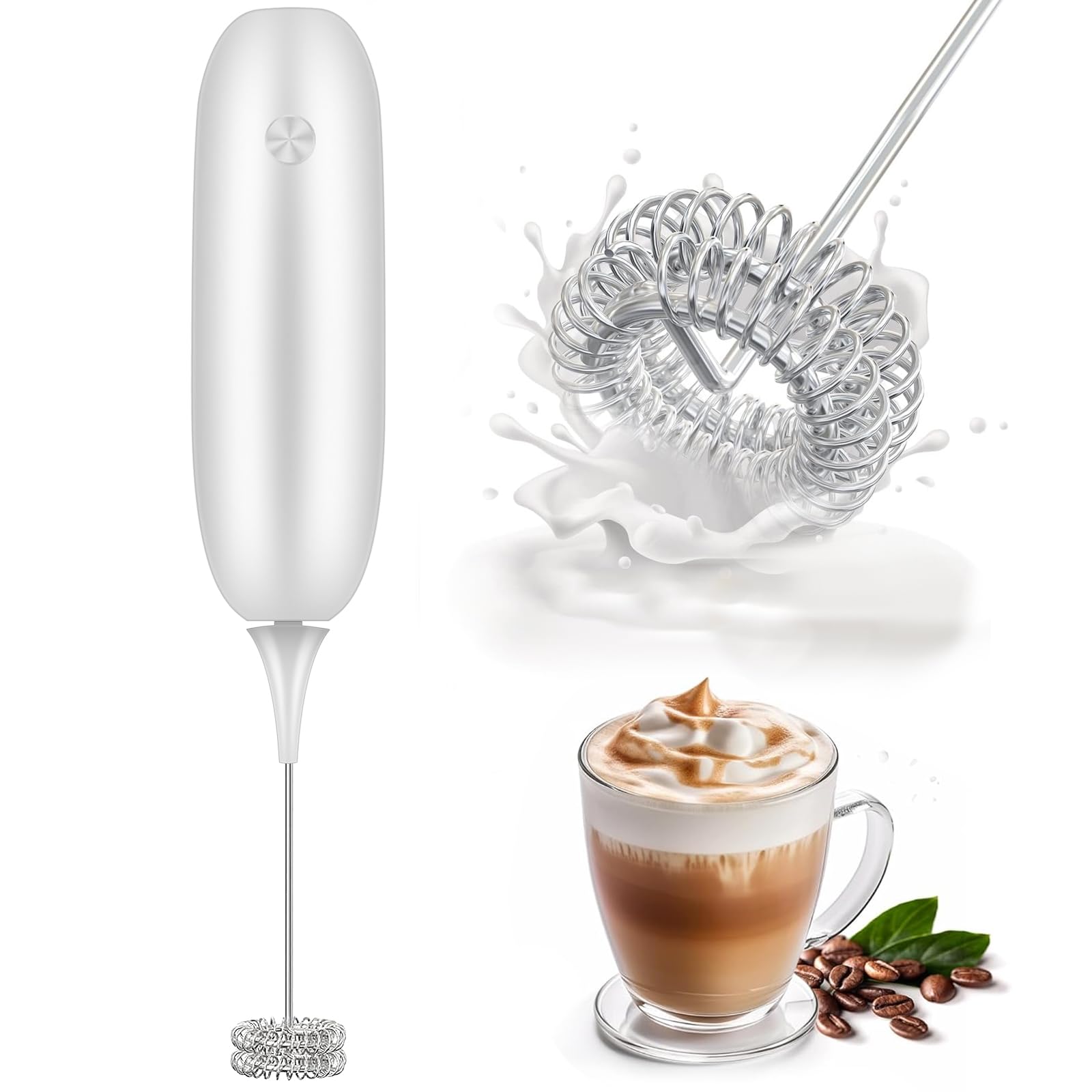 Handheld electric milk frother for coffee and matcha