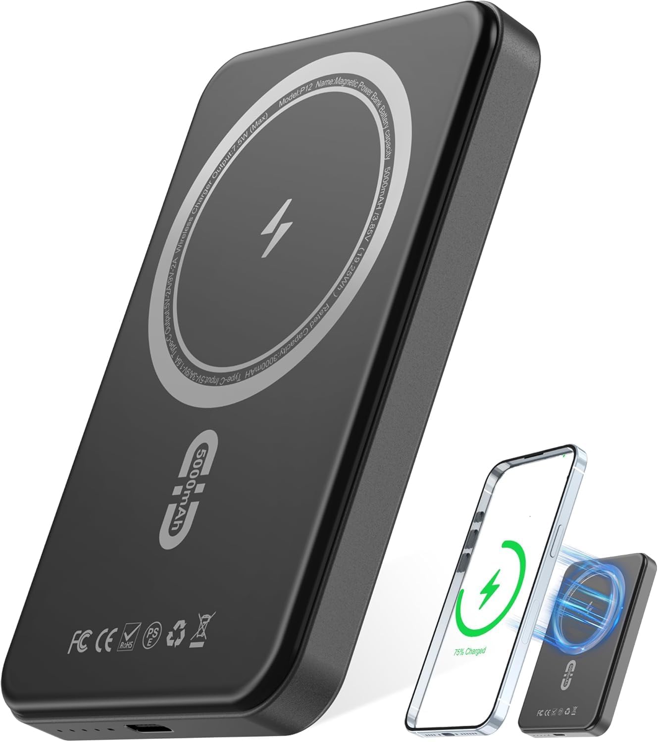 MagSafe portable power bank for wireless phone charging